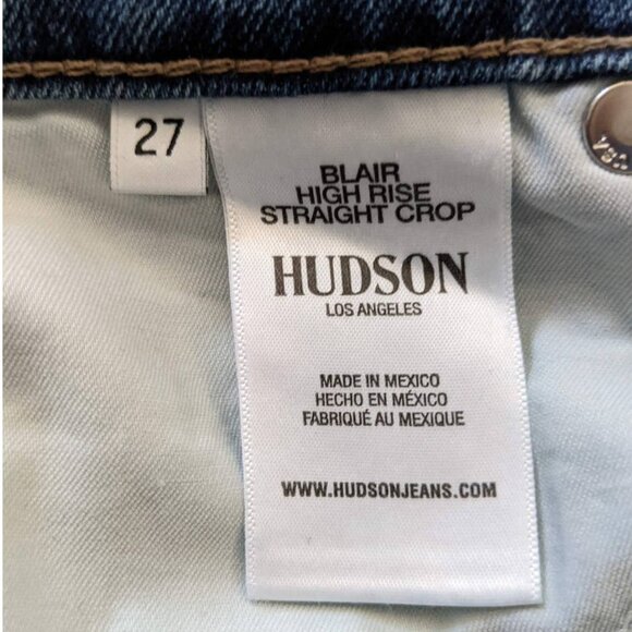 Hudson Blair High-Rise Straight Crop Jeans in Mid-Blue Wash, Size 27 - Picture 7 of 7